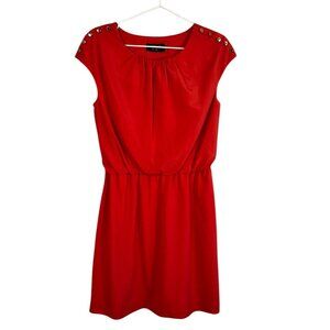 Guess Fit Flare Mini Dress Pink 6 Metallic Chic Preppy Neutral Festive Parisian